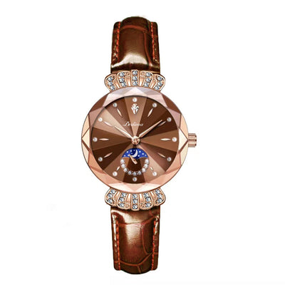 Diamond Moon Star Watch For Women Elegant Stylish Jewelry Timepiece