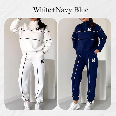 Women's Casual Two Piece Set Long Sleeve Letter M Design
