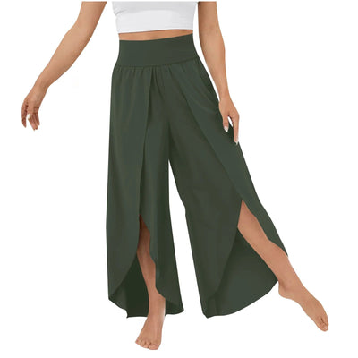 High Waisted Wide Leg Pants Split Casual Quick Dry Design