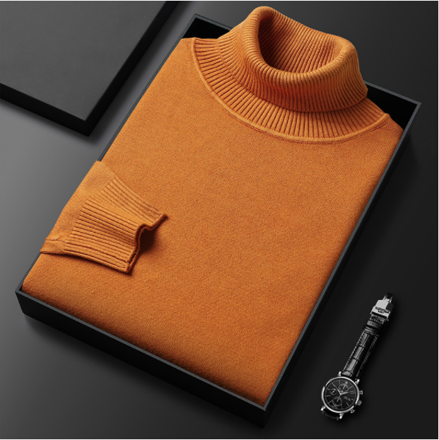 Men's Cashmere Turtleneck Sweater Solid Color Soft Warm Knit