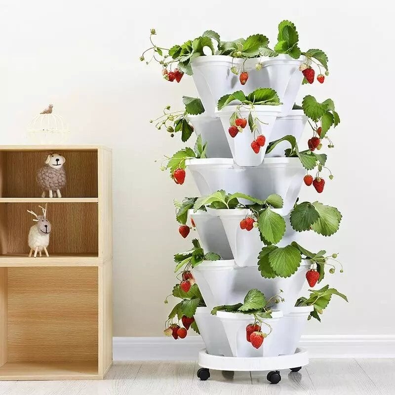 Stackable Strawberry Plant Pots For Easy Vertical Gardening