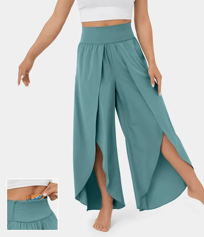 High Waisted Wide Leg Pants Split Casual Quick Dry Design
