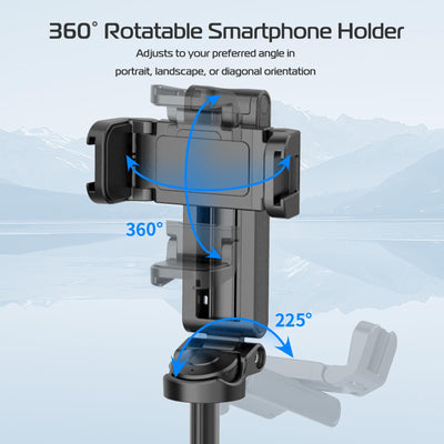 Extendable Grip Phone Tripod With Detachable Remote Pocket Size
