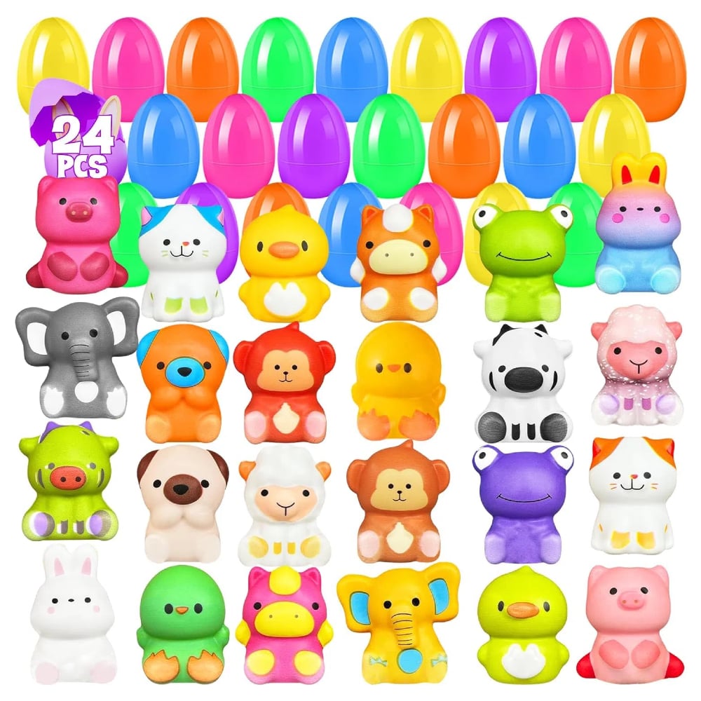 24 PCS Easter Squishy Toys Prefilled Slow Rising Eggs Set