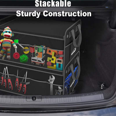 EPAuto 3-Compartment Car Trunk Organizer With Removable Lid Black