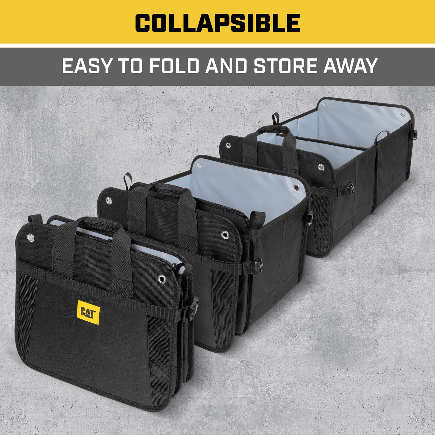 CAT FlexTrunk Car Trunk Organizer Collapsible Dual Compartment Storage