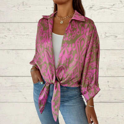 Knotted Lapel Cardigan Shirt Jacket Stylish Casual Outerwear