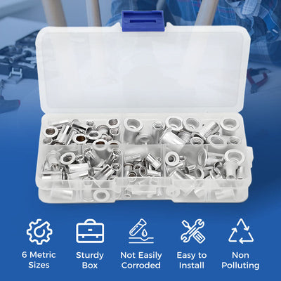 Flat Head Threaded Insert Nuts Set Rivet Fasteners Kit