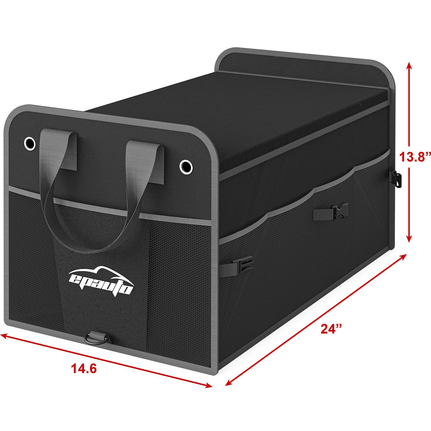 EPAuto 3-Compartment Car Trunk Organizer With Removable Lid Black
