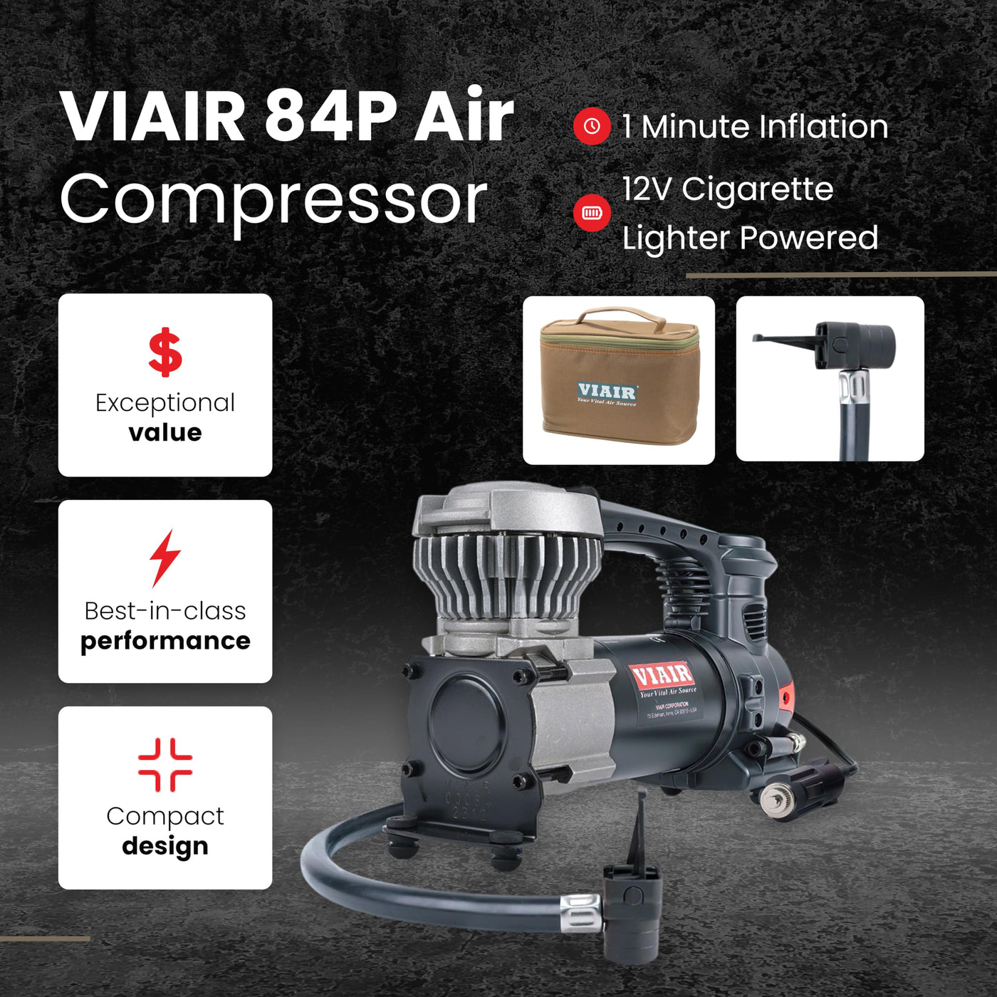 VIAIR 85P Portable Tire Inflator Air Compressor For Car Truck SUV
