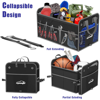 EPAuto 3-Compartment Car Trunk Organizer With Removable Lid Black