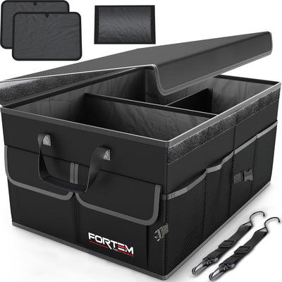 K KNODEL Car Trunk Organizer With Insulated Cooler Bag And Collapsible Design