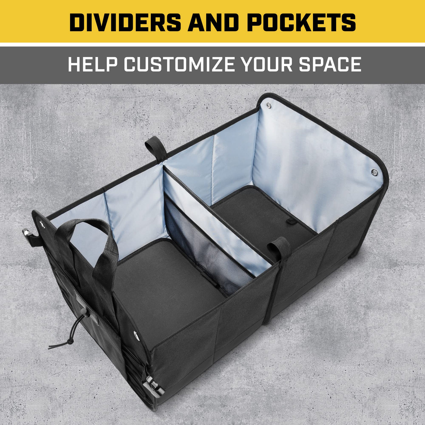 CAT FlexTrunk Car Trunk Organizer Collapsible Dual Compartment Storage