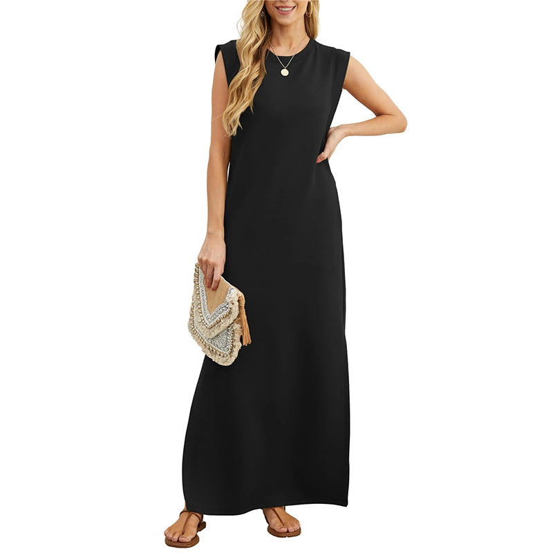 Women Loose Split Hem Long Dress Wrinkle-Free Comfortable Style