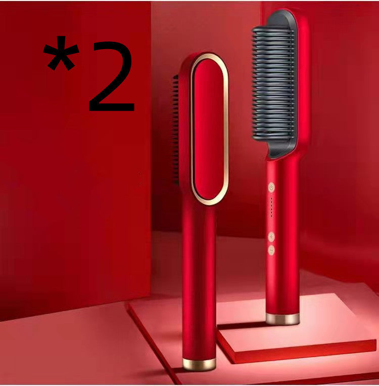 2 In 1 Hair Straightener Hot Comb Curling Tong Electric Brush