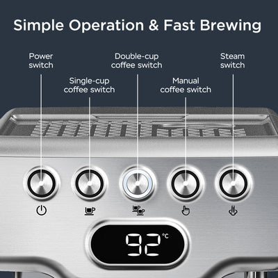 Geek Chef Espresso Machine 20 Bar With Milk Frother 1.8L Tank