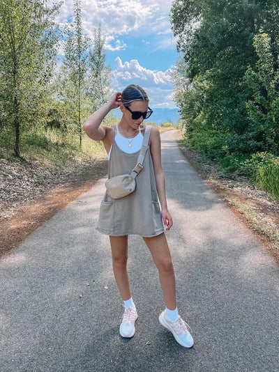 Casual Sleeveless Mini Dress With Built-In Shorts For Summer