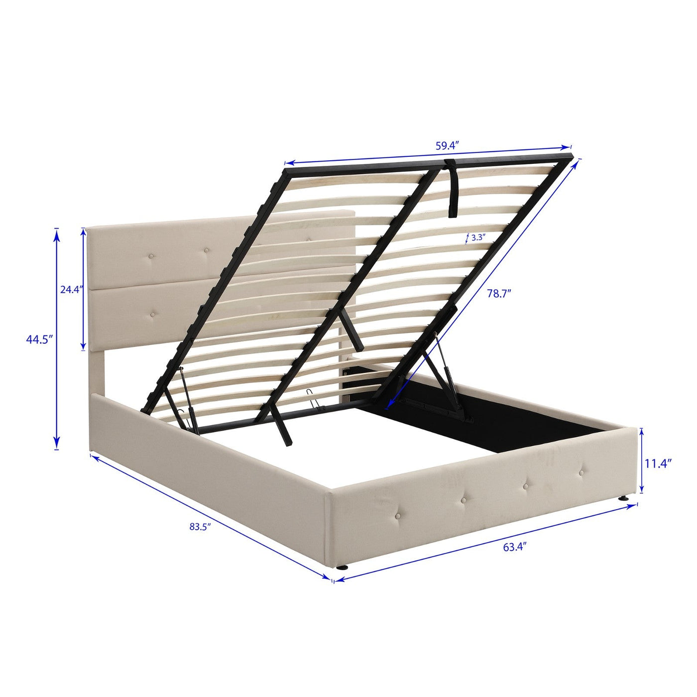 Queen Size Upholstered Platform Bed With Spacious Underbed Storage