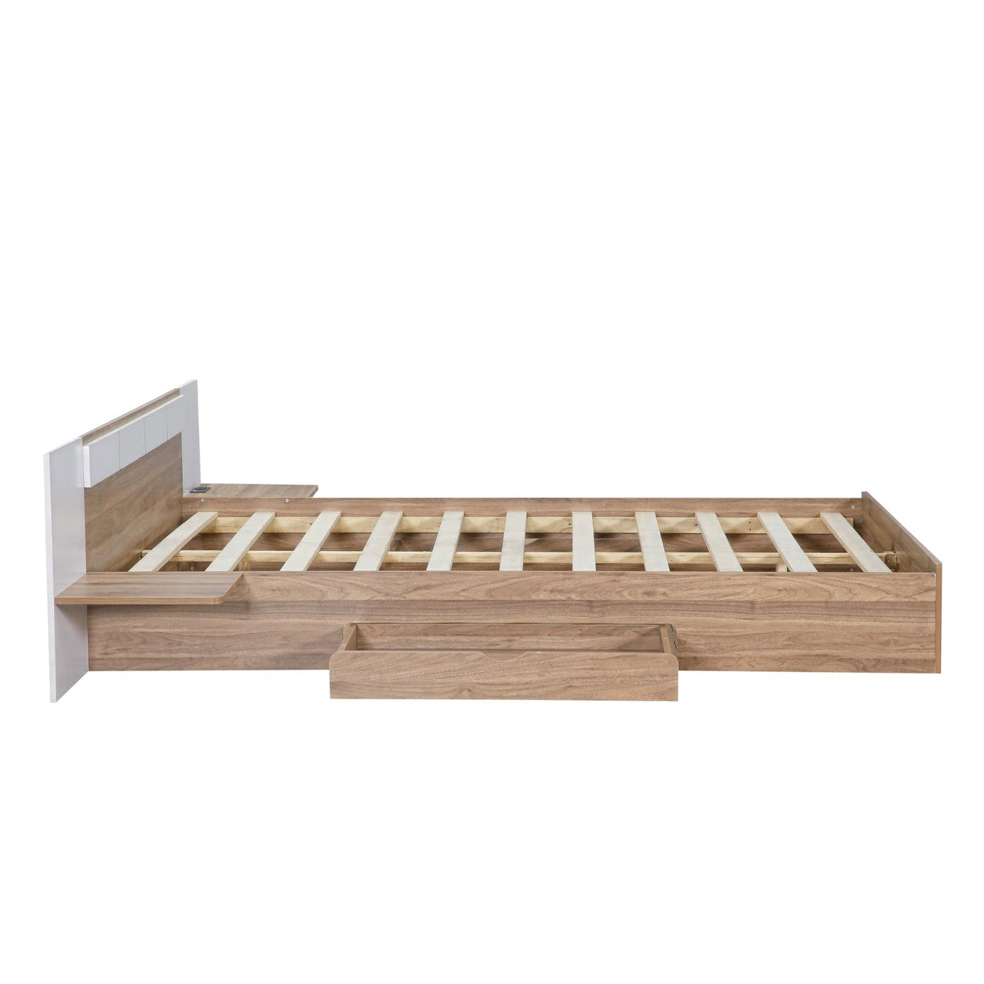 Queen Size Platform Bed With Headboard Drawers Shelves USB Ports