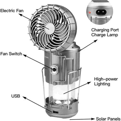 Portable LED Camping Lantern With Cooling Fan For Outdoor Use