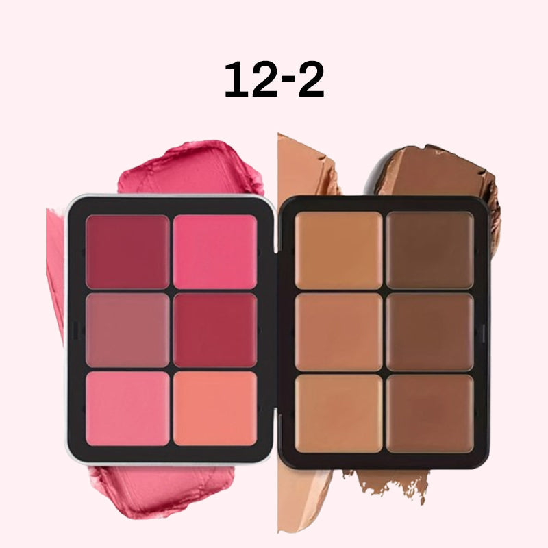12-Color Blush Cream Palette For Smooth Natural Makeup Look