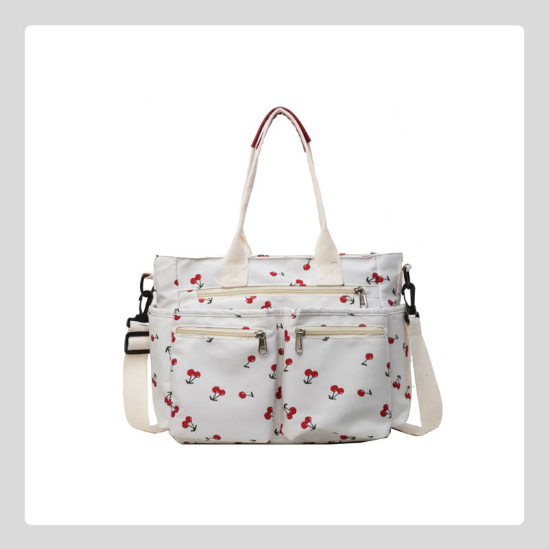 Cherry Print Tote Bag Stylish Lightweight Canvas Handbag