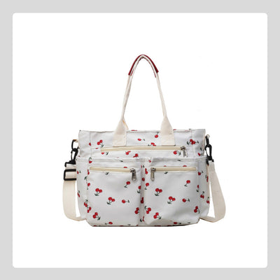 Cherry Print Tote Bag Stylish Lightweight Canvas Handbag