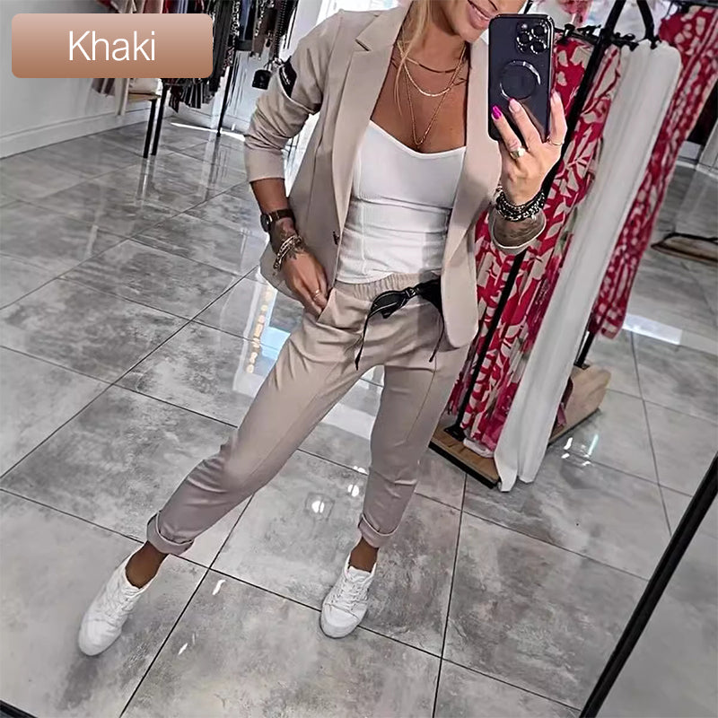 Women's Casual Suit Set Jacket And Pants Two-Piece Outfit
