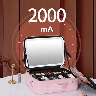Large Capacity LED Lighted Cosmetic Bag For Travel And Home Use