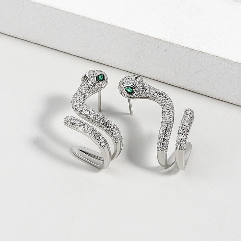 Snake-Shaped Silver Ear Clip Elegant Unique Jewelry Accessory