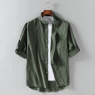 Short Sleeve Linen Men's Shirt Lightweight Summer Casual Top