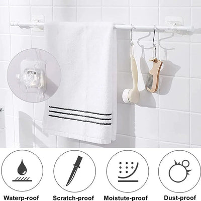 Nail-free Adjustable Curtain Rod Brackets Set Of 2 Holders