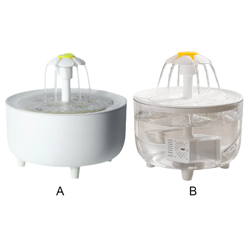 Electric Pet Water Fountain 1200ml USB Filtered Recirculating Bowl