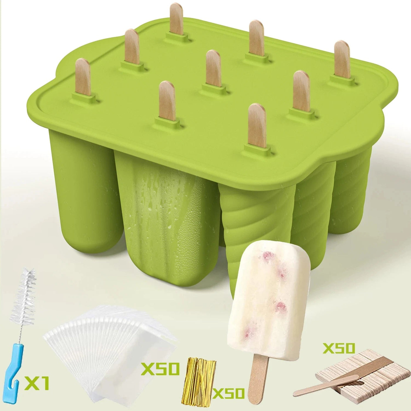 Silicone Popsicle Molds With Wooden Sticks For Kids Snacks