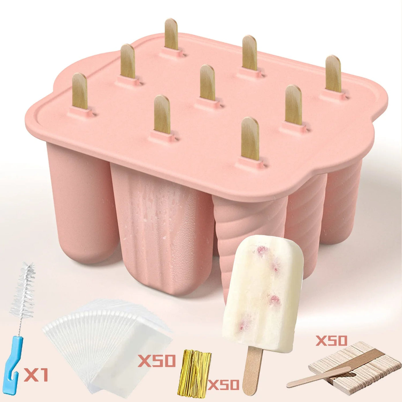Silicone Popsicle Molds With Wooden Sticks For Kids Snacks