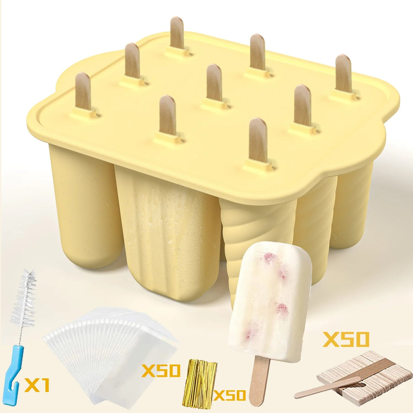 Silicone Popsicle Molds With Wooden Sticks For Kids Snacks
