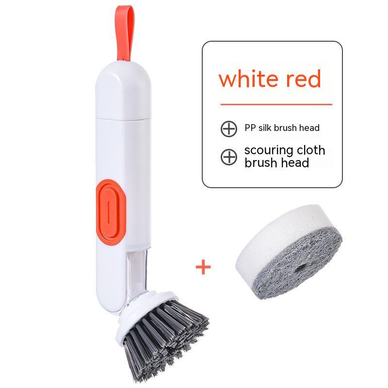 Dish Brush With Soap Dispenser Long Handle And Two Replacement Heads