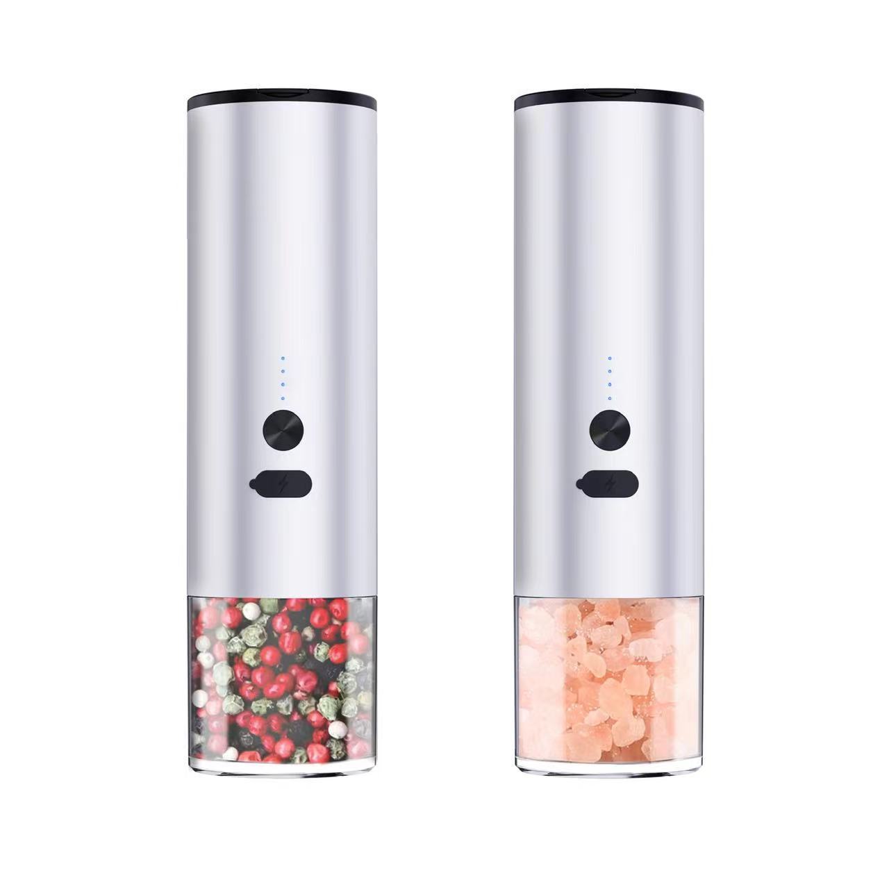 Electric Salt And Pepper Grinder Rechargeable LED Kitchen Mill Set