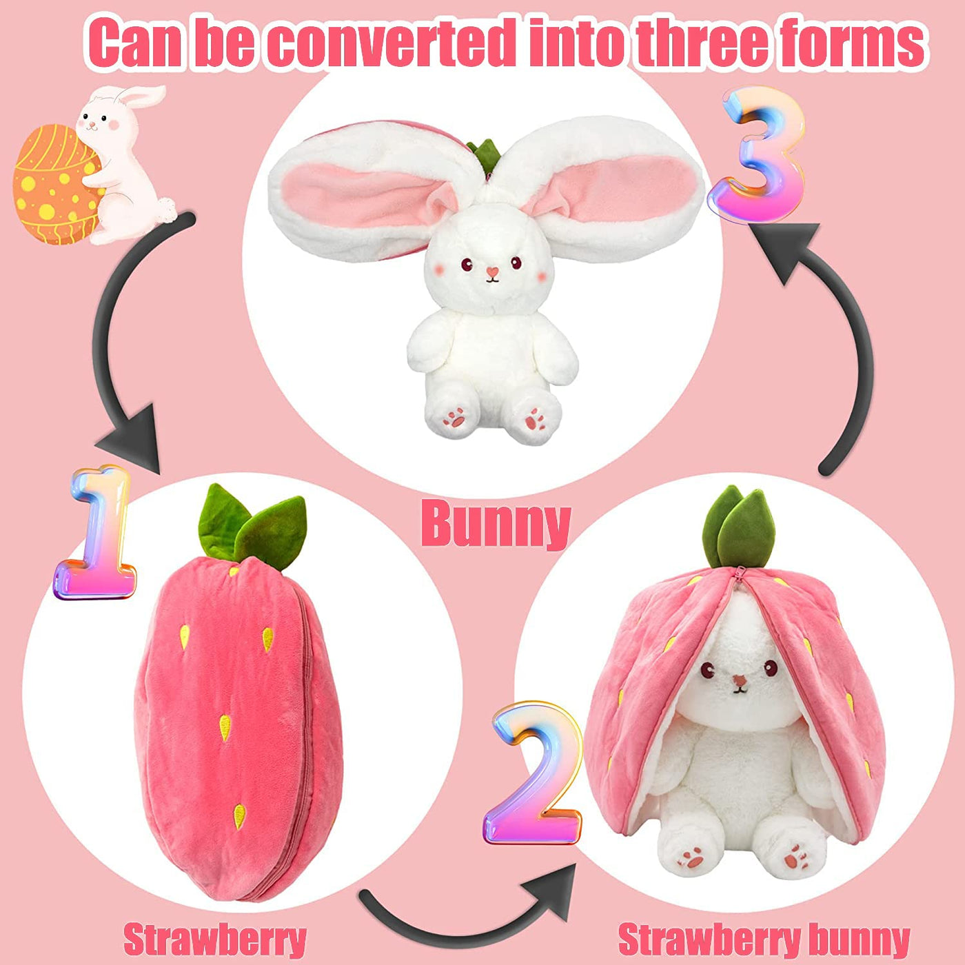 Strawberry Bunny Plush Toy Cute Little Rabbit Fruit Doll Plush