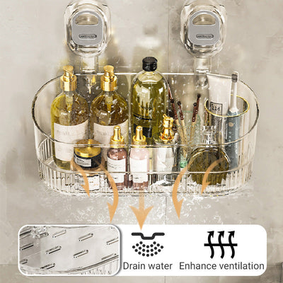 Suction Cup Storage Rack With Drain Hole For Bathroom Kitchen