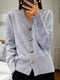 Women's Wool Cardigan Buttoned Casual Plain Yarn Winter Sweater