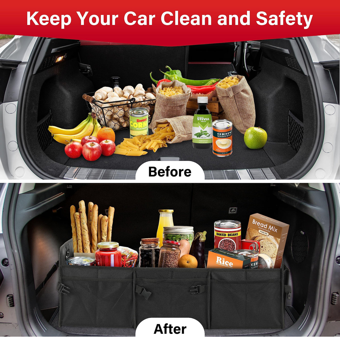 Simple Deluxe Car Trunk Organizer Large Capacity Collapsible SUV Storage