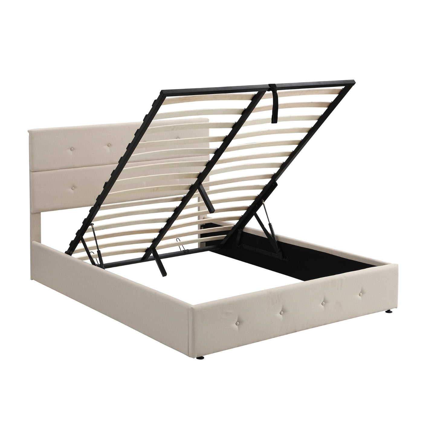 Queen Size Upholstered Platform Bed With Spacious Underbed Storage