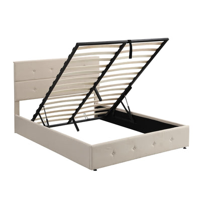 Queen Size Upholstered Platform Bed With Spacious Underbed Storage