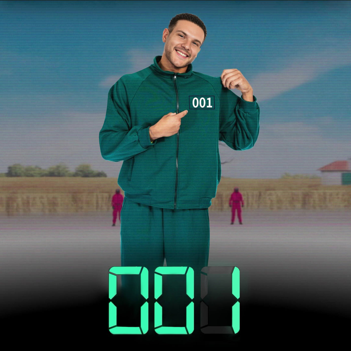 Green Tracksuit Cosplay Costume Set Adult Jacket And Pants