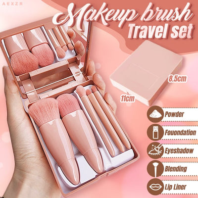 Travel Makeup Brush Set 5 Pieces Portable Cosmetic Brushes Kit