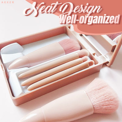 Travel Makeup Brush Set 5 Pieces Portable Cosmetic Brushes Kit