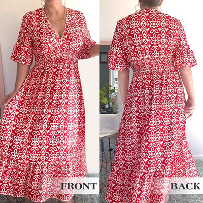 Bohemian Wrap Dress V-neck Waist Tie Casual Long Dress