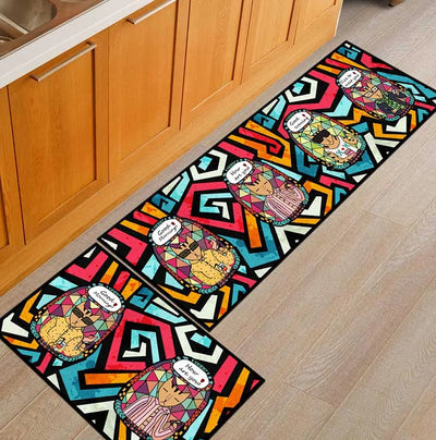 Anti-Slip Kitchen Floor Mat Geometric Print Rug For Bathroom And Hallway