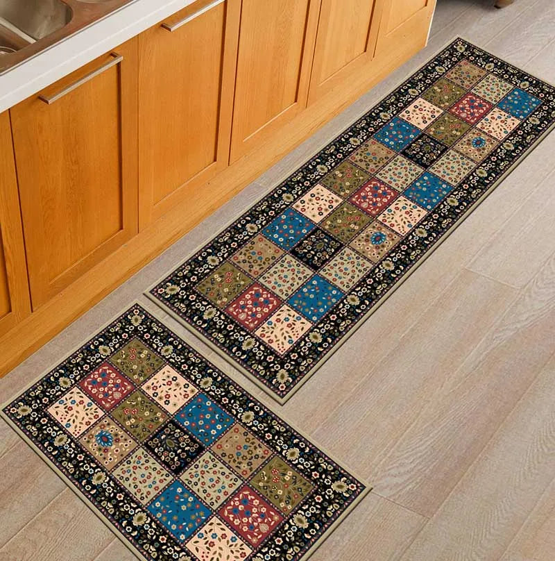 Anti-Slip Kitchen Floor Mat Geometric Print Rug For Bathroom And Hallway